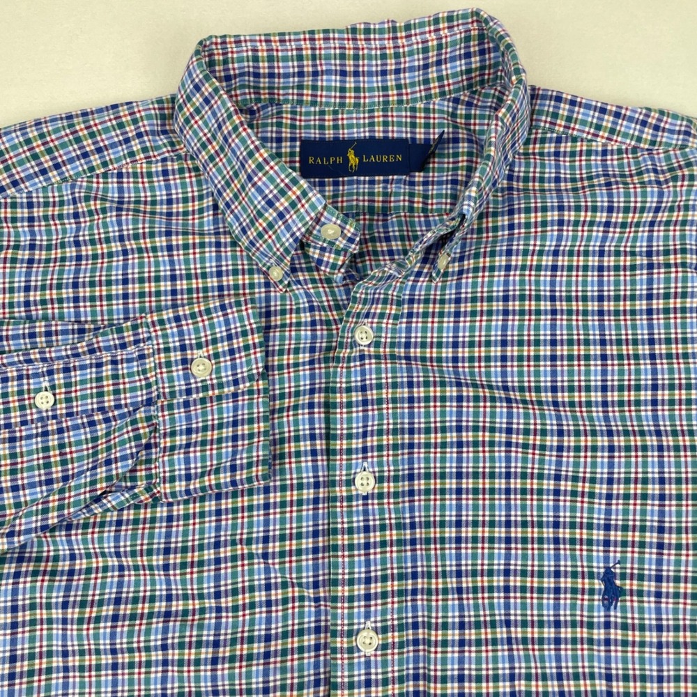 Ralph Lauren Mens XLT Tall Button Down Shirt Multi Color Check Plaid Long Sleeve